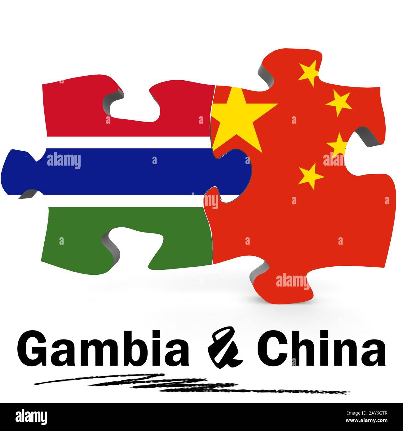 Cina e Gambia bandiere in puzzle Foto Stock