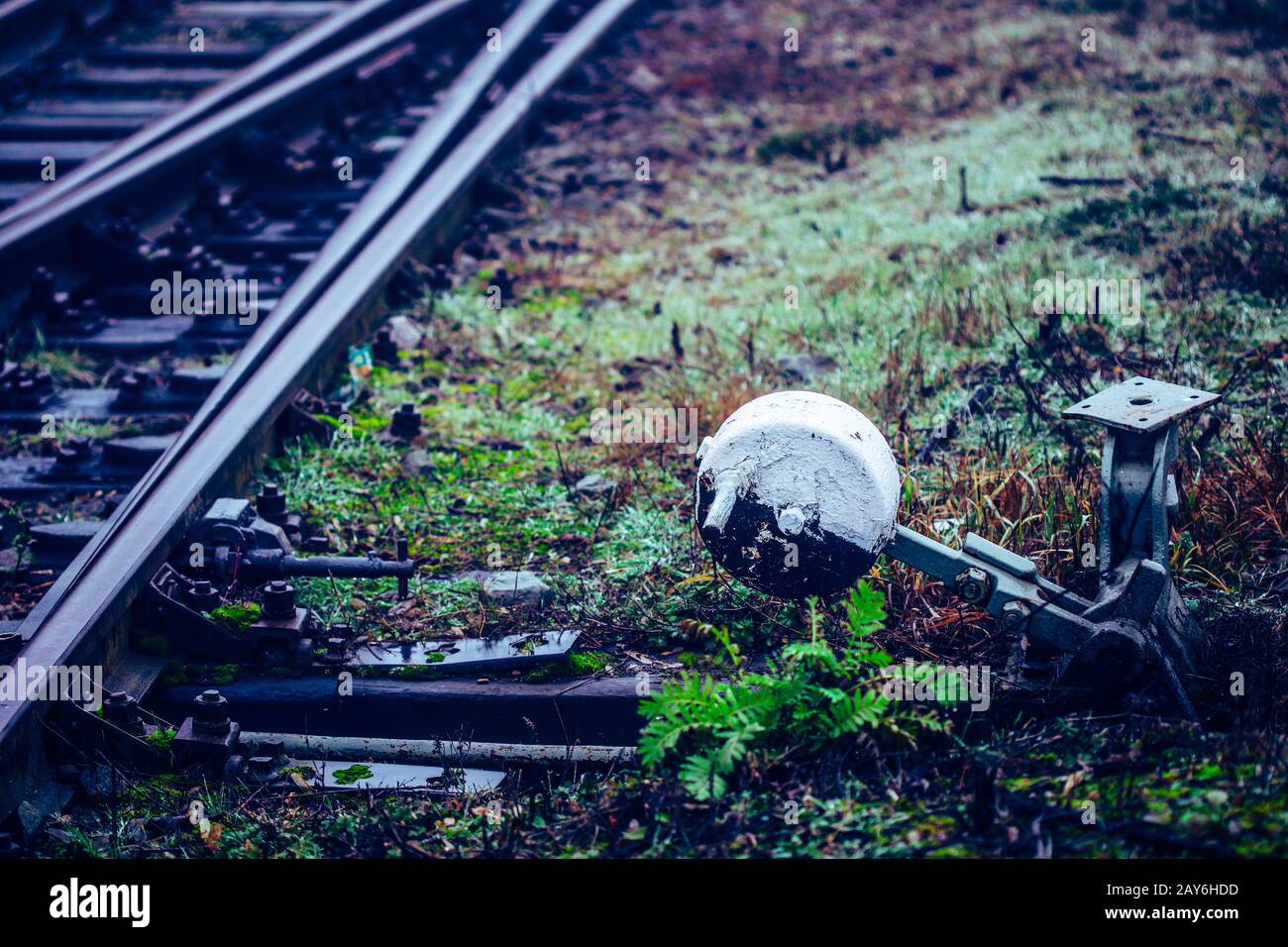 Molto vecchia macchina punto a ferrovia switch Foto Stock