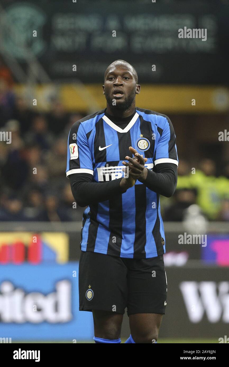 Milano, Italia. 12th Feb, 2020. Calcio, TIM CUP 2019-20 INTER vs NAPOLI 0-1 nella foto: LUKAKU Credit: Agenzia fotografica indipendente/Alamy Live News Foto Stock