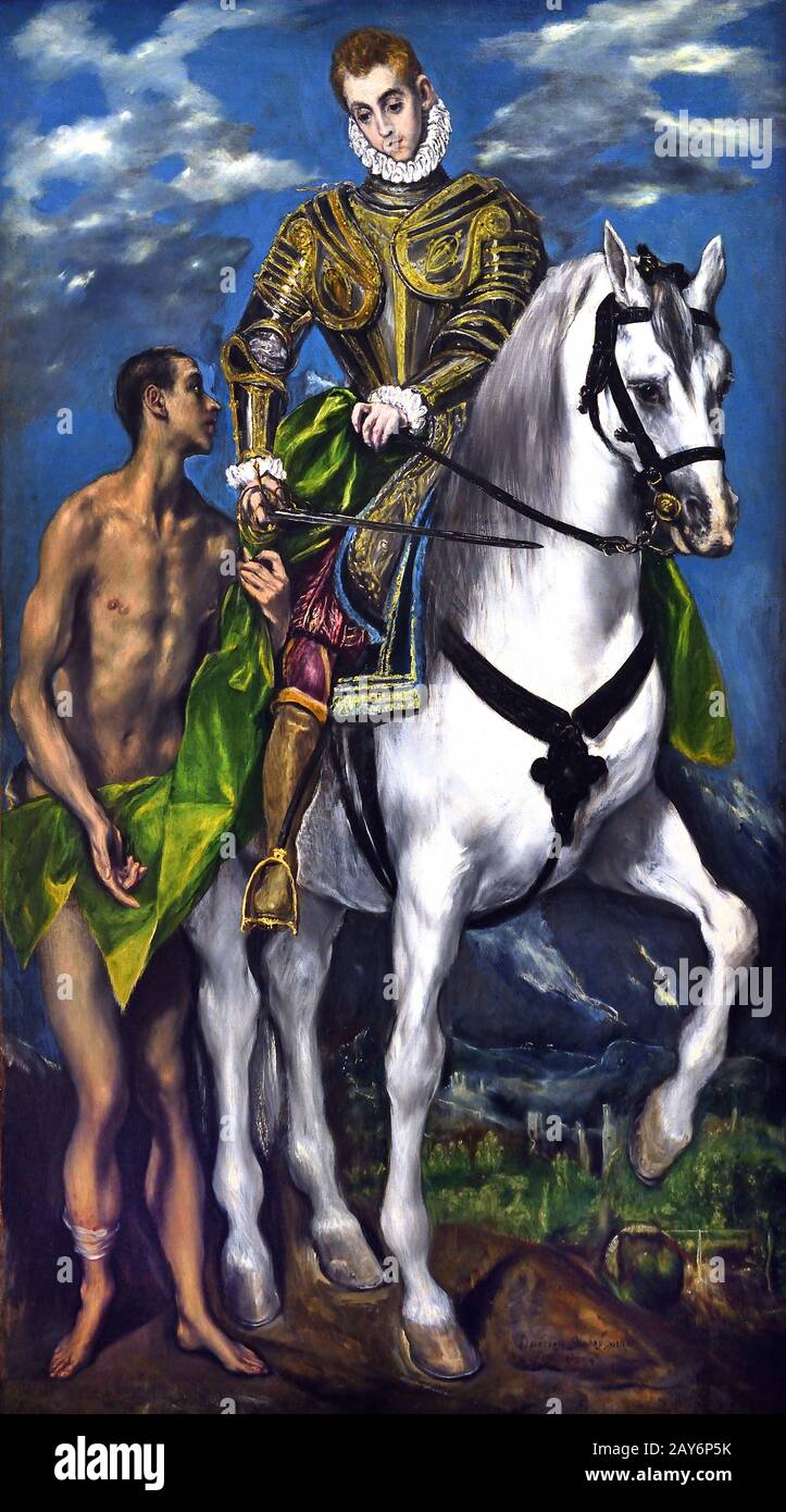San Martino e il mendicante 1597-1599 El Greco (Domenikos Theotokópoulos) 1541-1614, 17th, secolo, Spagna, spagnolo, greco, Grecia. Foto Stock
