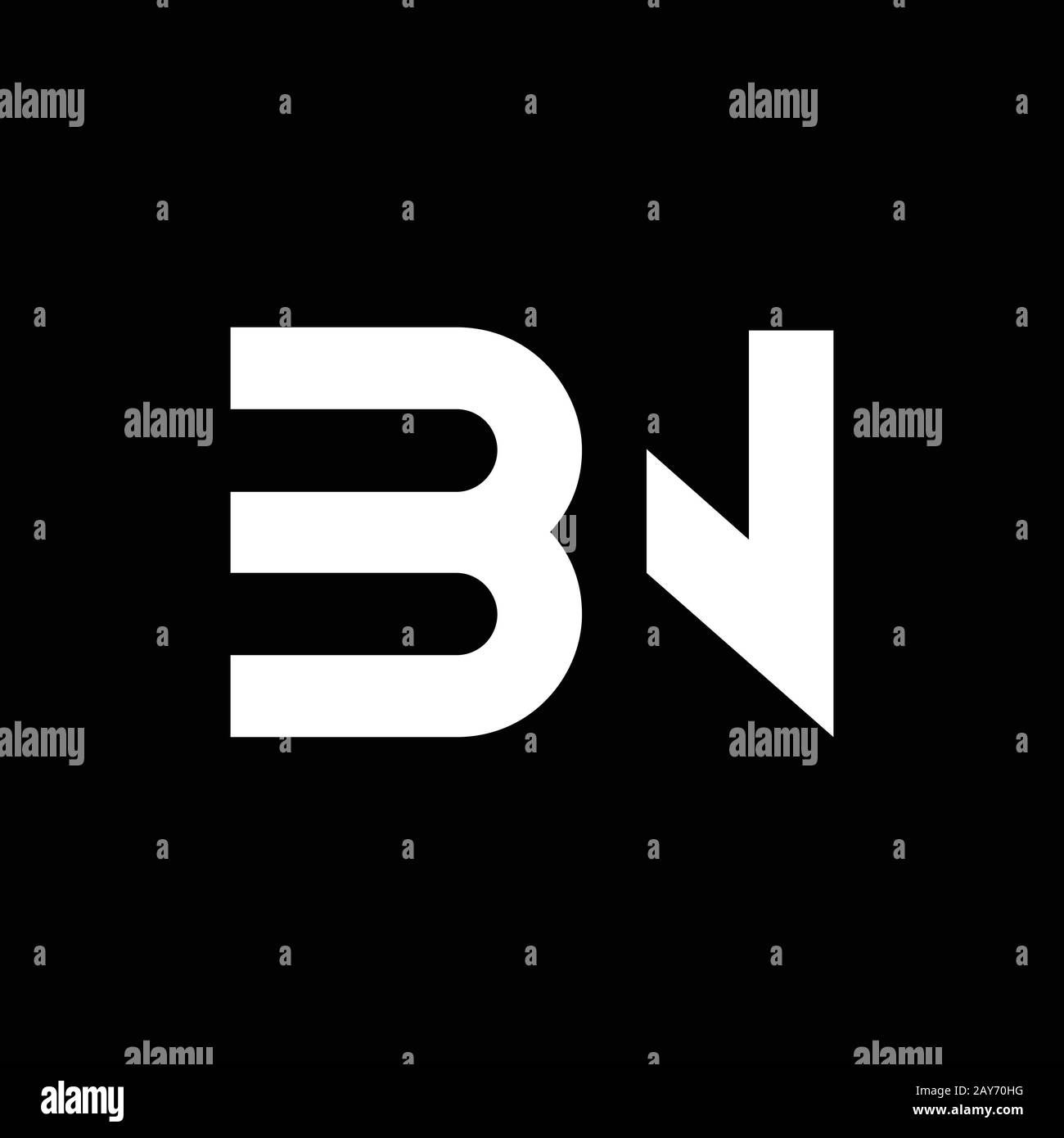 BN NB logo design lettera Illustrazione Vettoriale