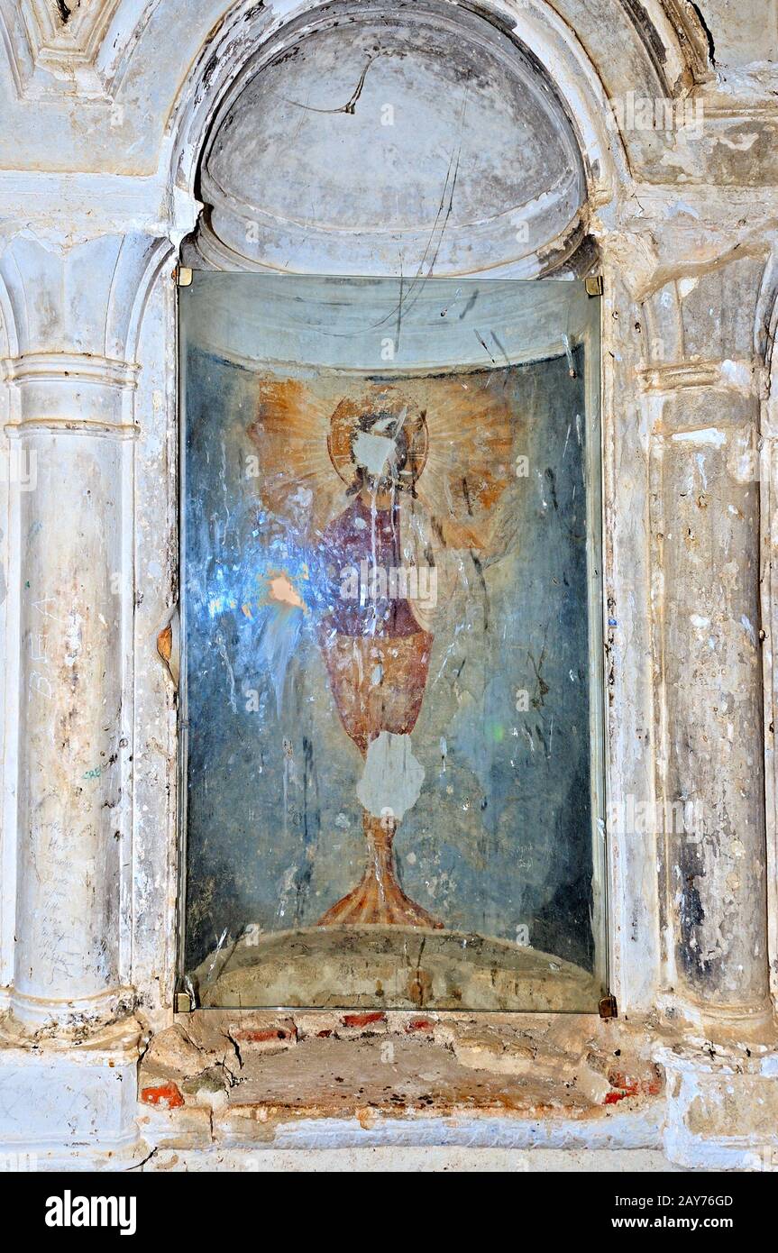 Pittura murale nella Chiesa ortodossa di San Giovanni Battista Sirince Turchia Foto Stock