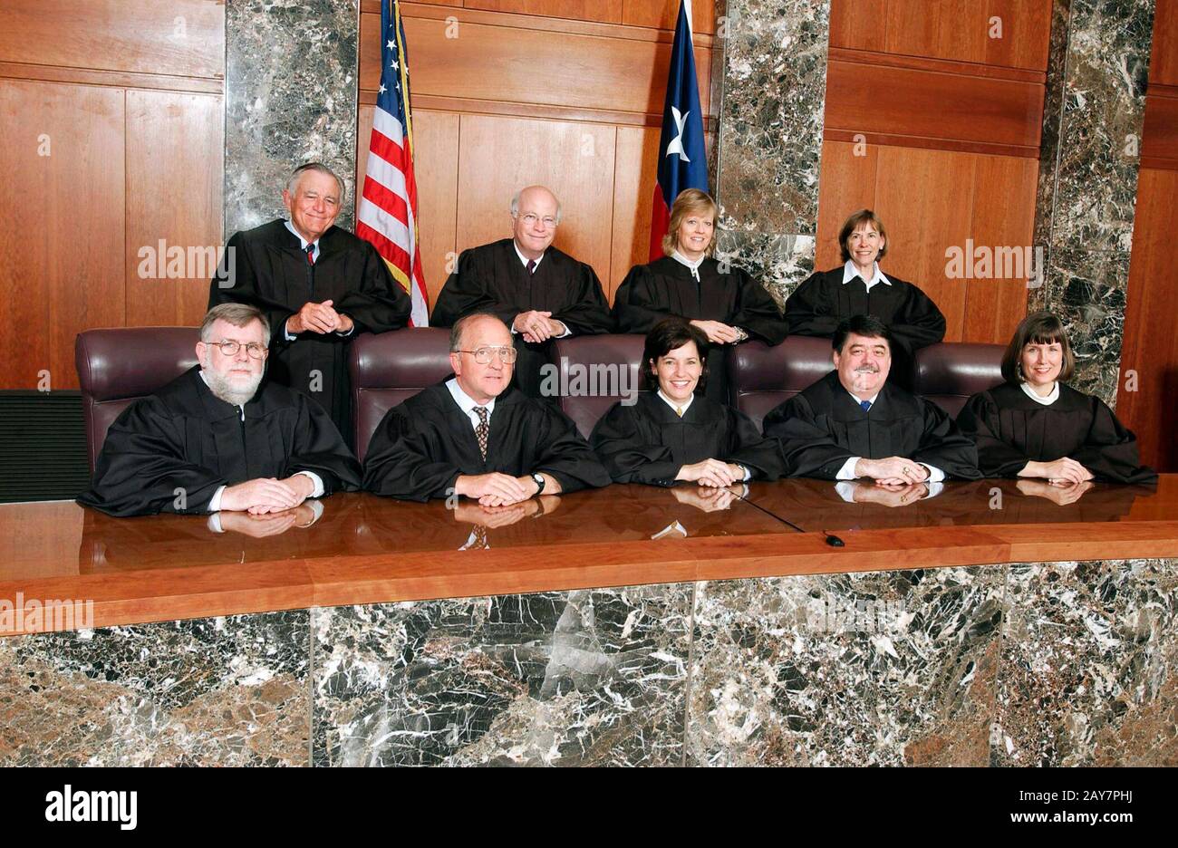 Austin, Texas: Sessione ritratto con i giudici della Corte d'appello criminale del Texas. 1 maggio 2002 ©Bob Daemmrich Foto Stock
