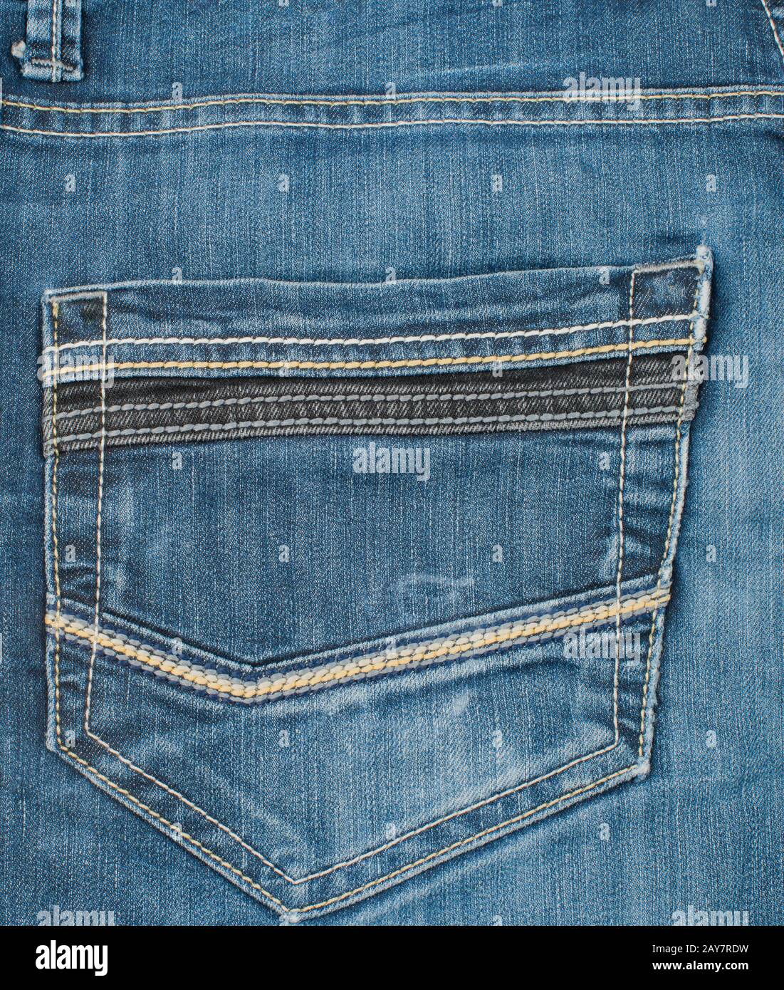 Texture e sfondo da Jeans tessuto in denim piatto posa fermo Foto Stock