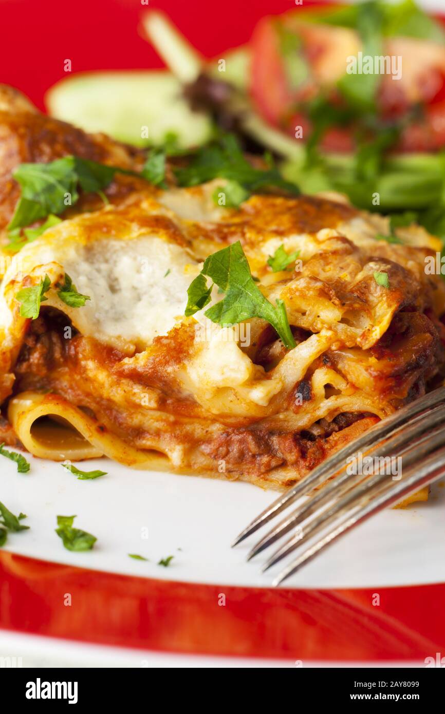 Lasagne italiane classiche sul piatto Foto Stock