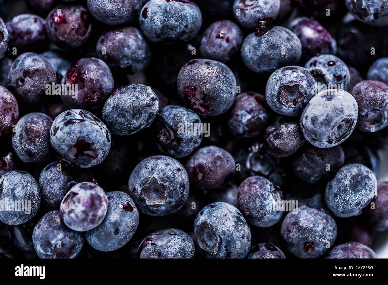 blueberrys congelato, sfondo full frame con dettagli Foto Stock