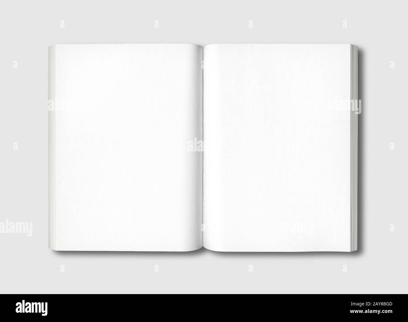 Bianco libro aperto isolata su grigio Foto Stock