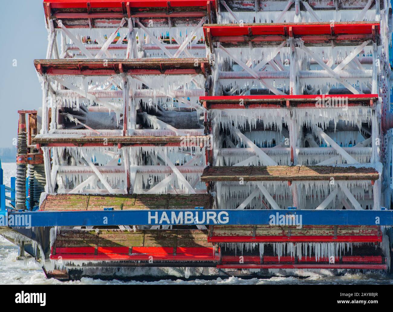 La ruota a pale è ghiacciata ad Amburgo Foto Stock