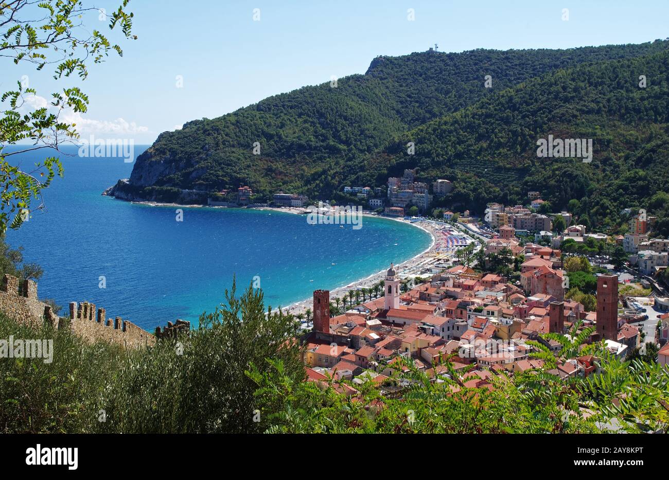 Vista panoramica su Noli - Liguria - Italia Foto Stock