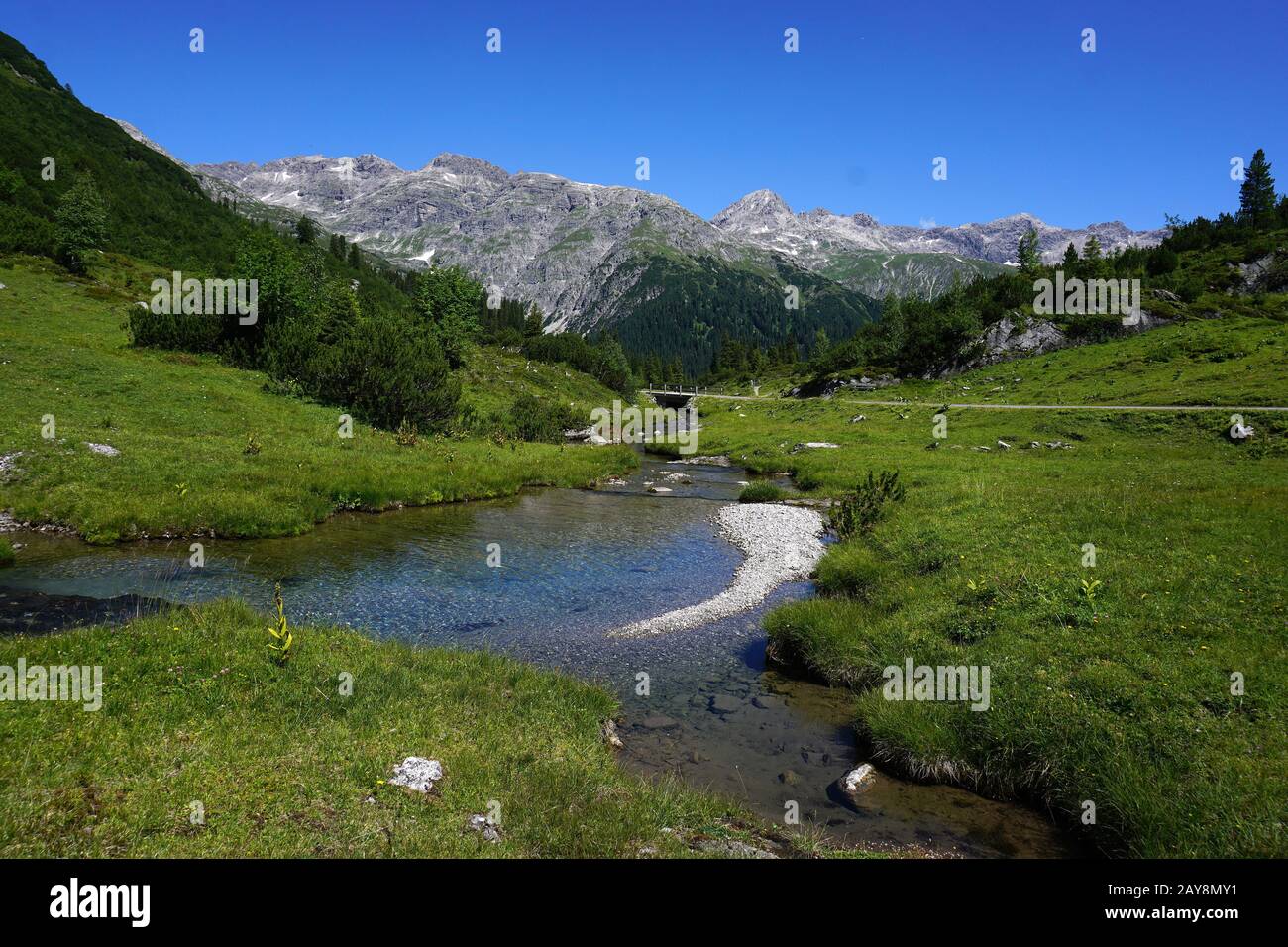 Lech fonte, paesaggio alpino, Austria, alpi, Vorarlberg, Lechquellengebirge Foto Stock