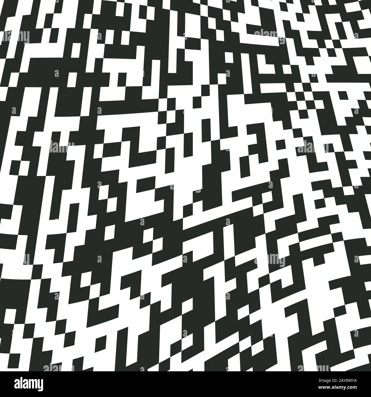 QR Code Digital Abstract Black and White pixel Noise background Foto Stock