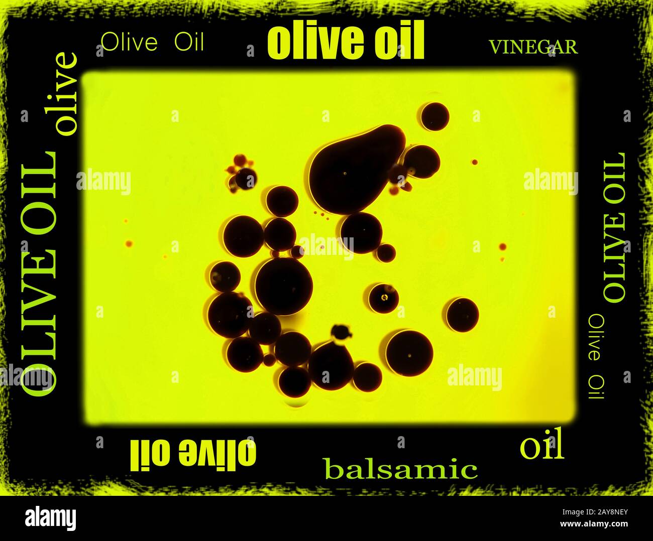 contorno di aceto balsamico e olio d'oliva Foto Stock