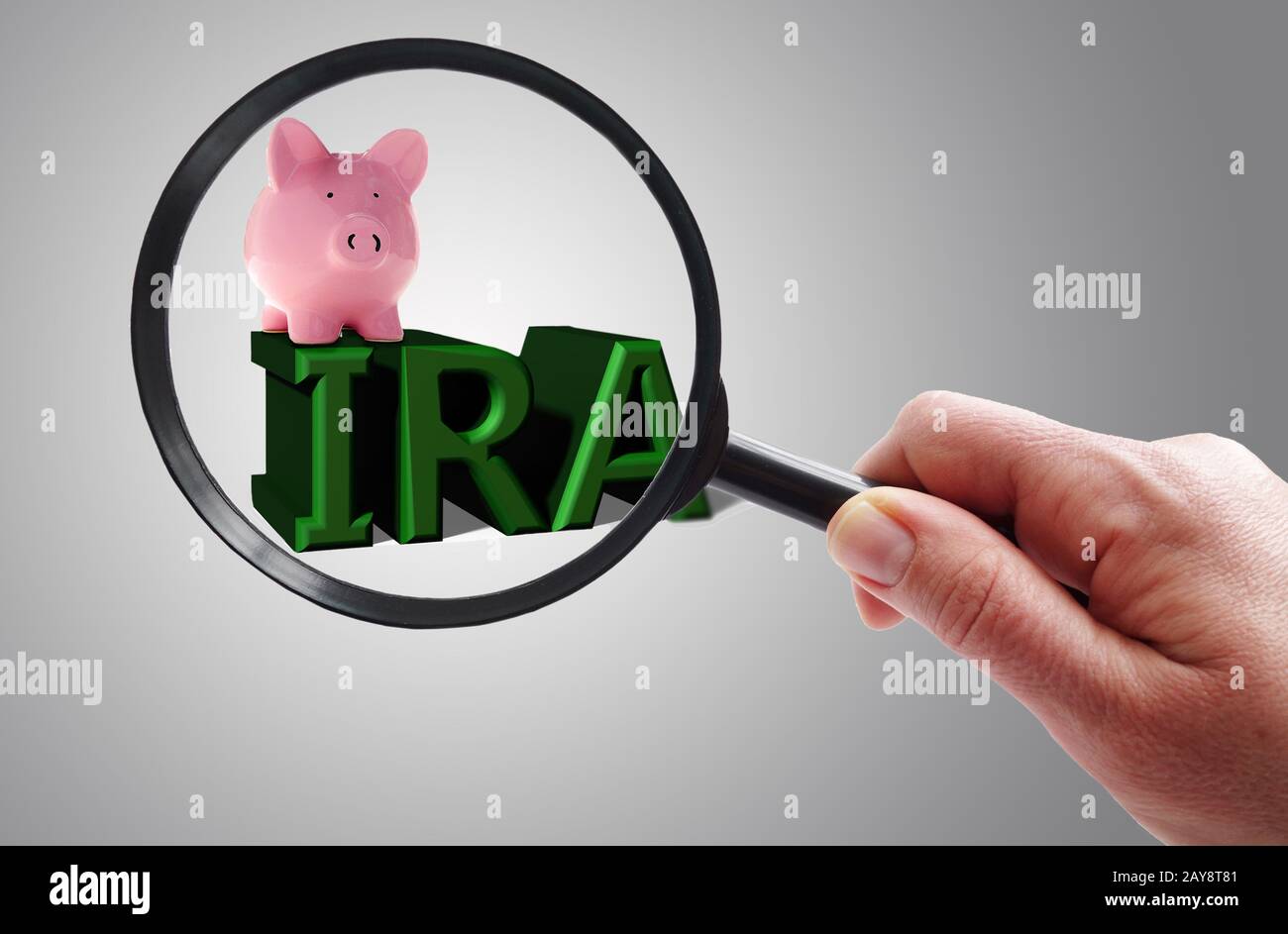 IRA ingrandito e Piggy Bank Foto Stock
