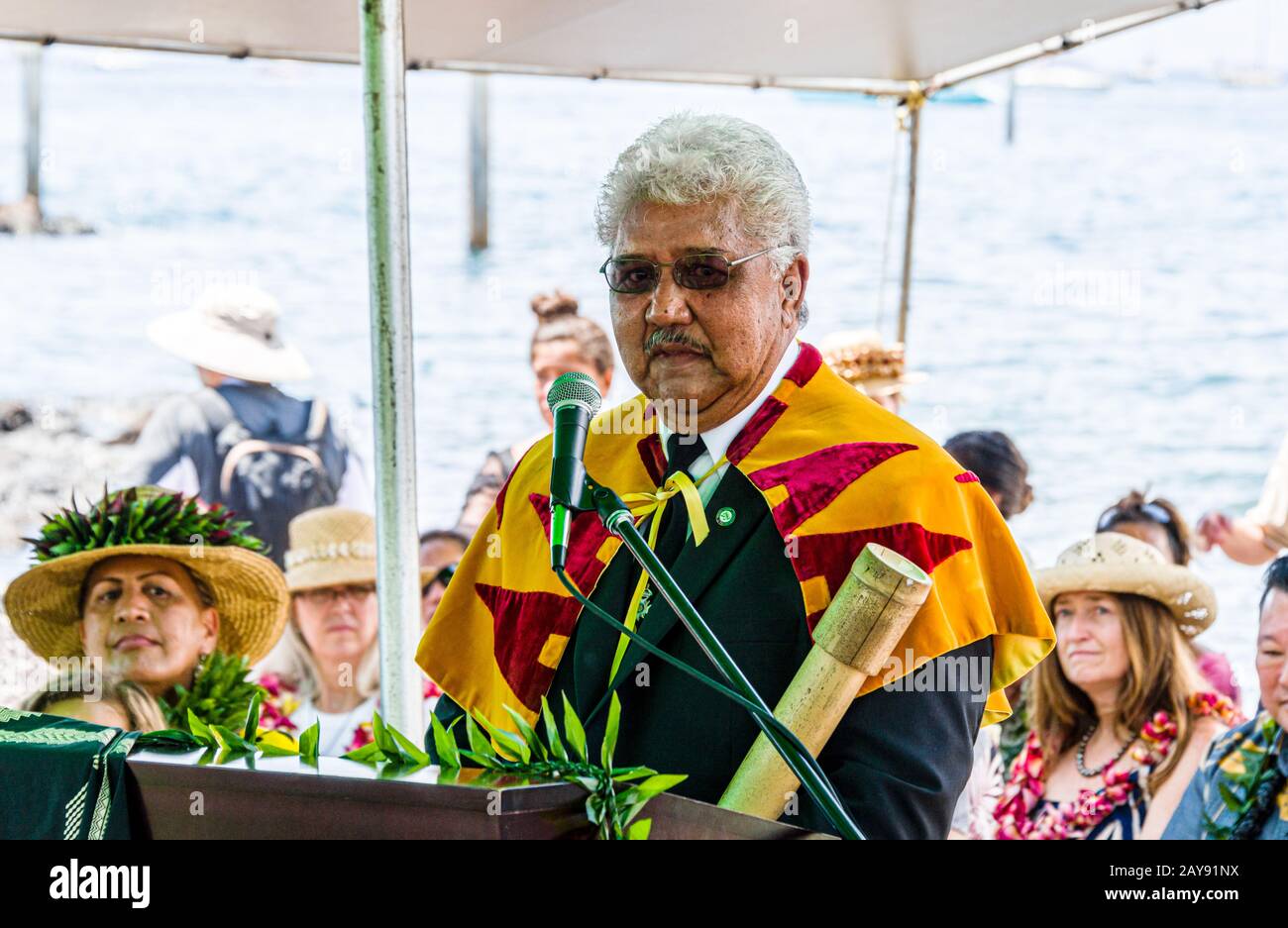 MO‘okiha o Pi‘ilani: Cerimonia di lancio: Benedizione Foto Stock