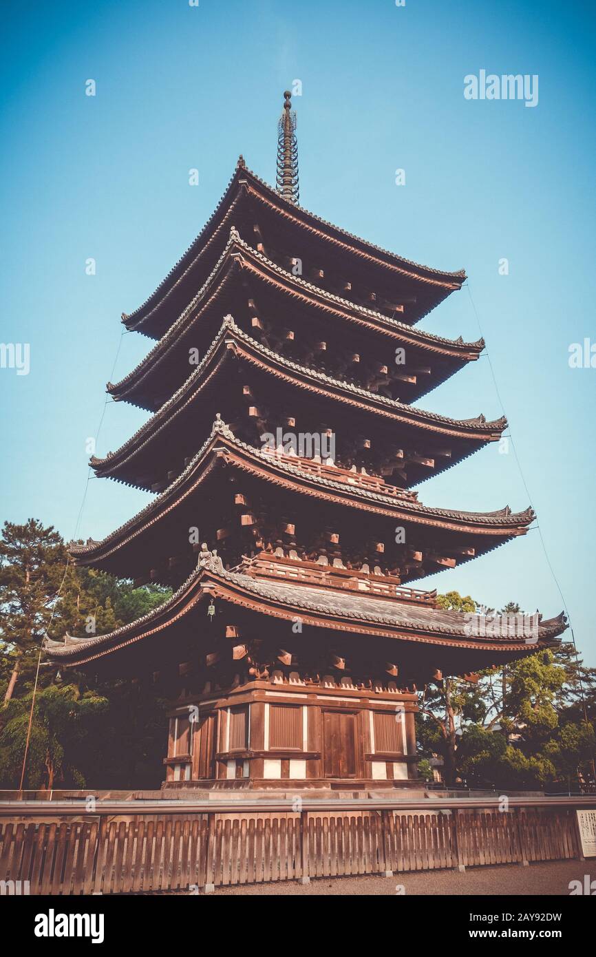 kofuku-ji tempio pagoda, Nara, Giappone Foto Stock