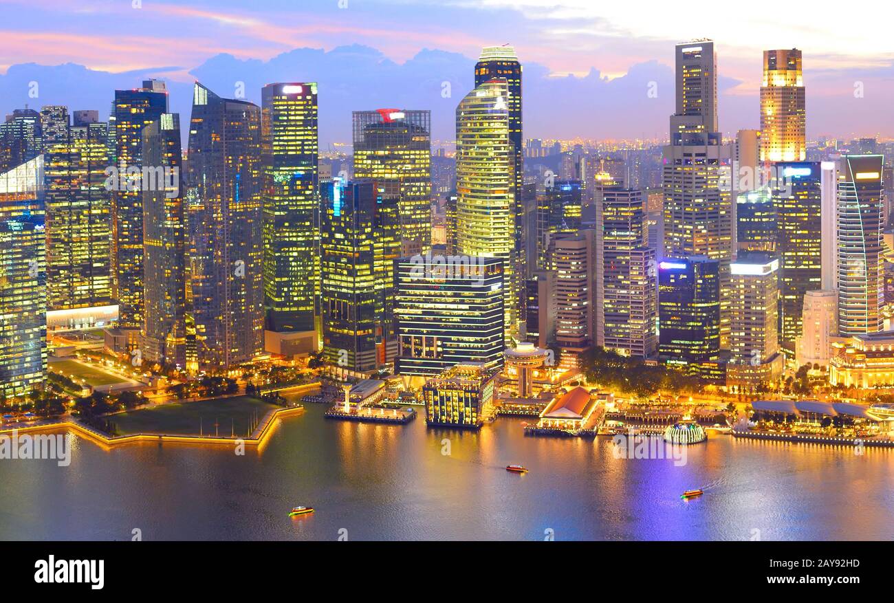 Vista aerea dello skyline di Singapore Dowtown Foto Stock