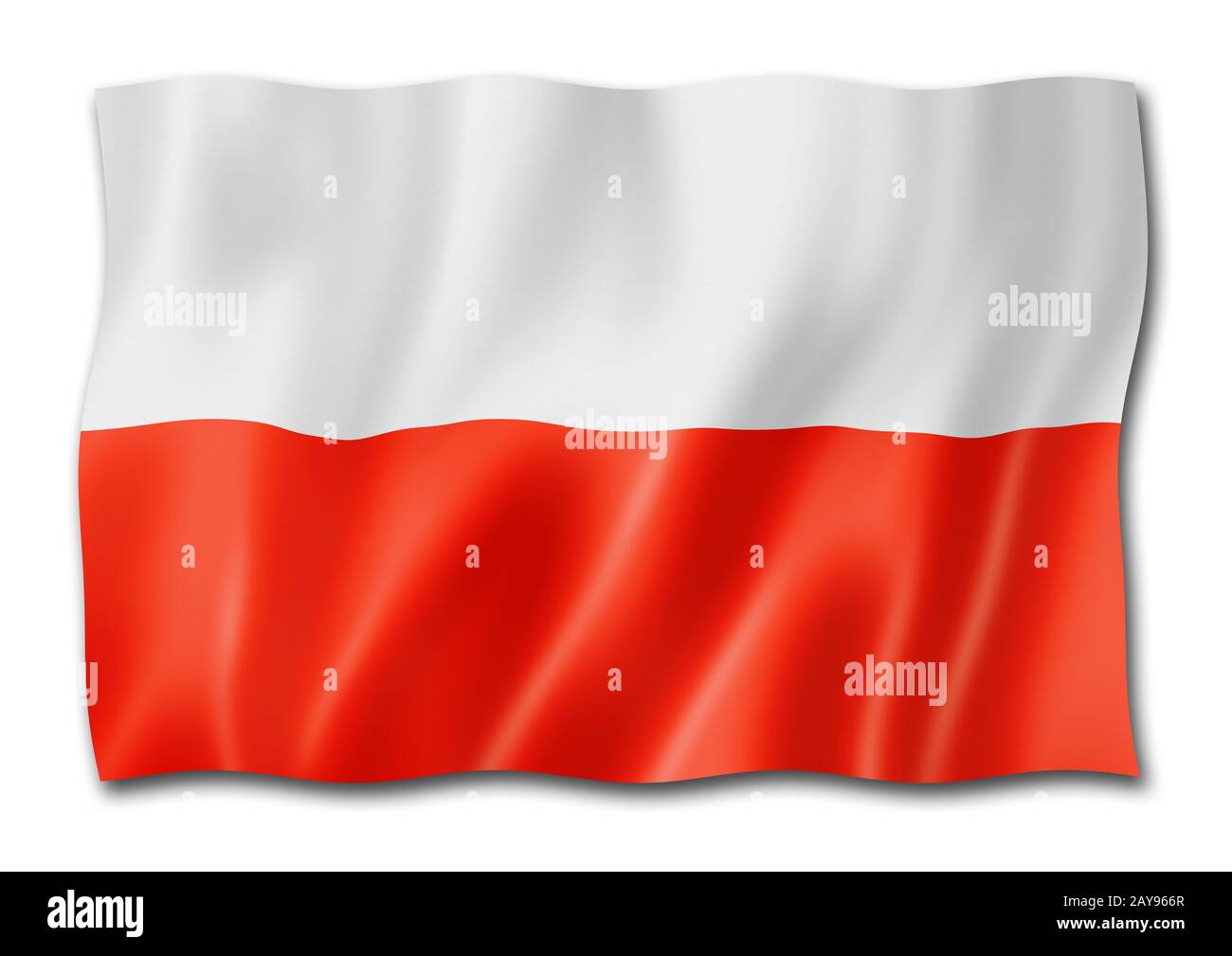 Bandiera polacca isolata su bianco Foto Stock