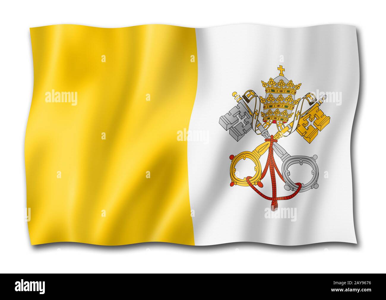 Bandiera della Città del Vaticano isolata su bianco Foto Stock