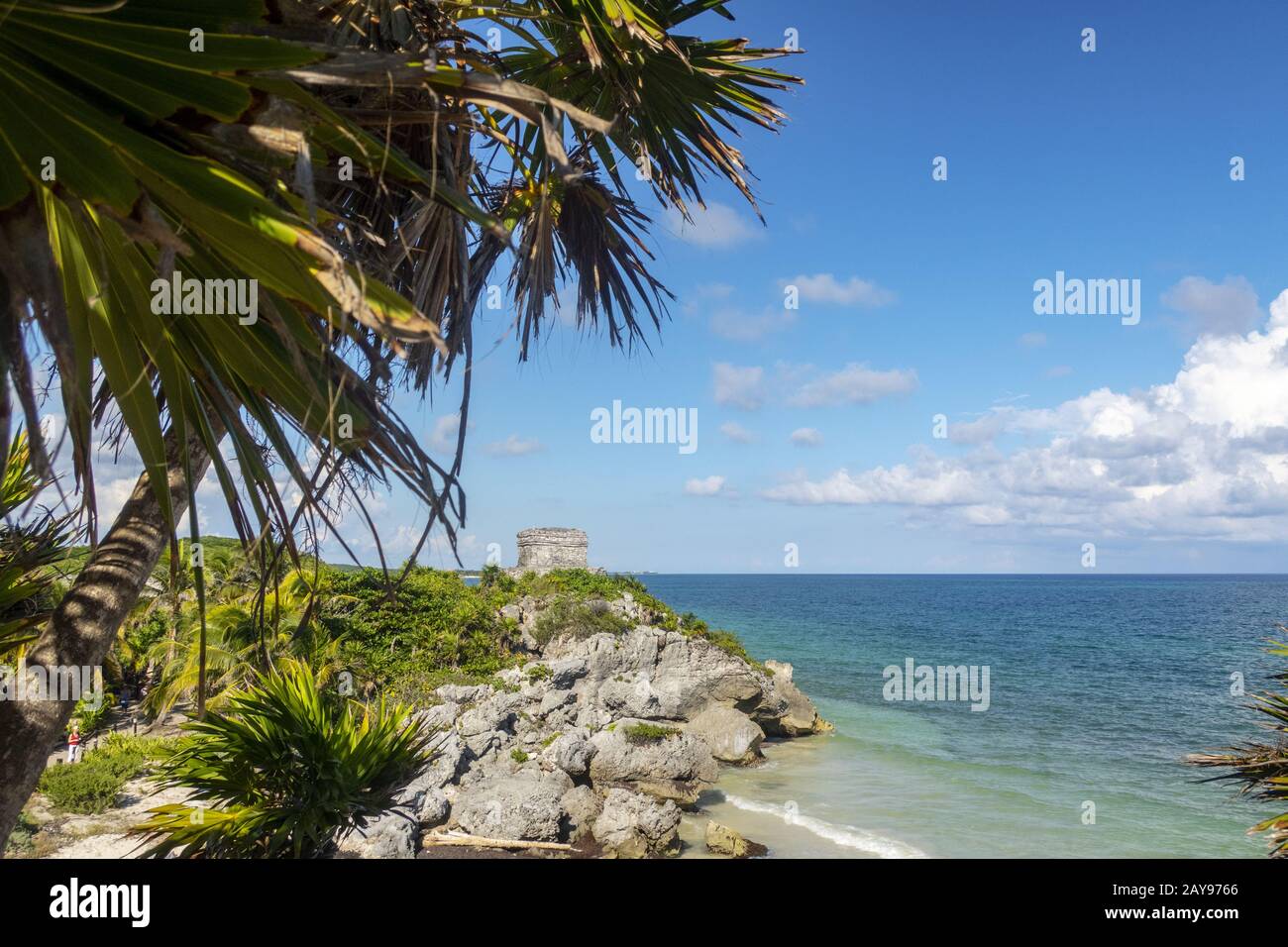 Le rovine maya di Tulum in Messico Foto Stock