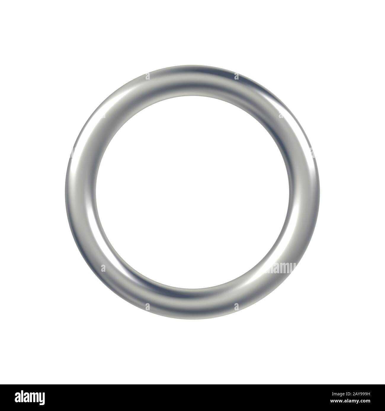 Anello in metallo isolato su sfondo bianco. figura 3d. Oggetto singolo. Foto Stock