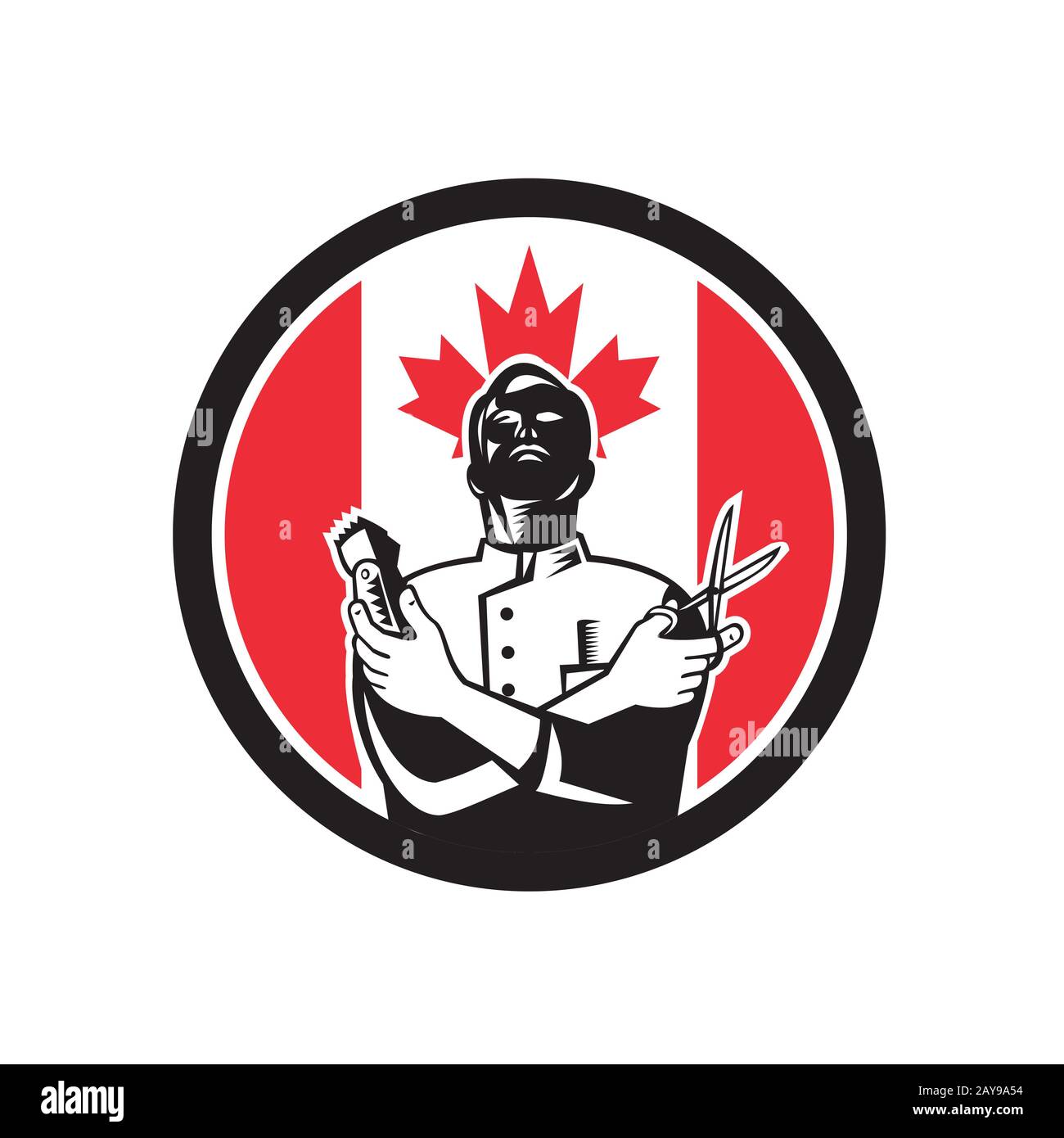 Barbiere canadese in Canada icona bandiera Foto Stock