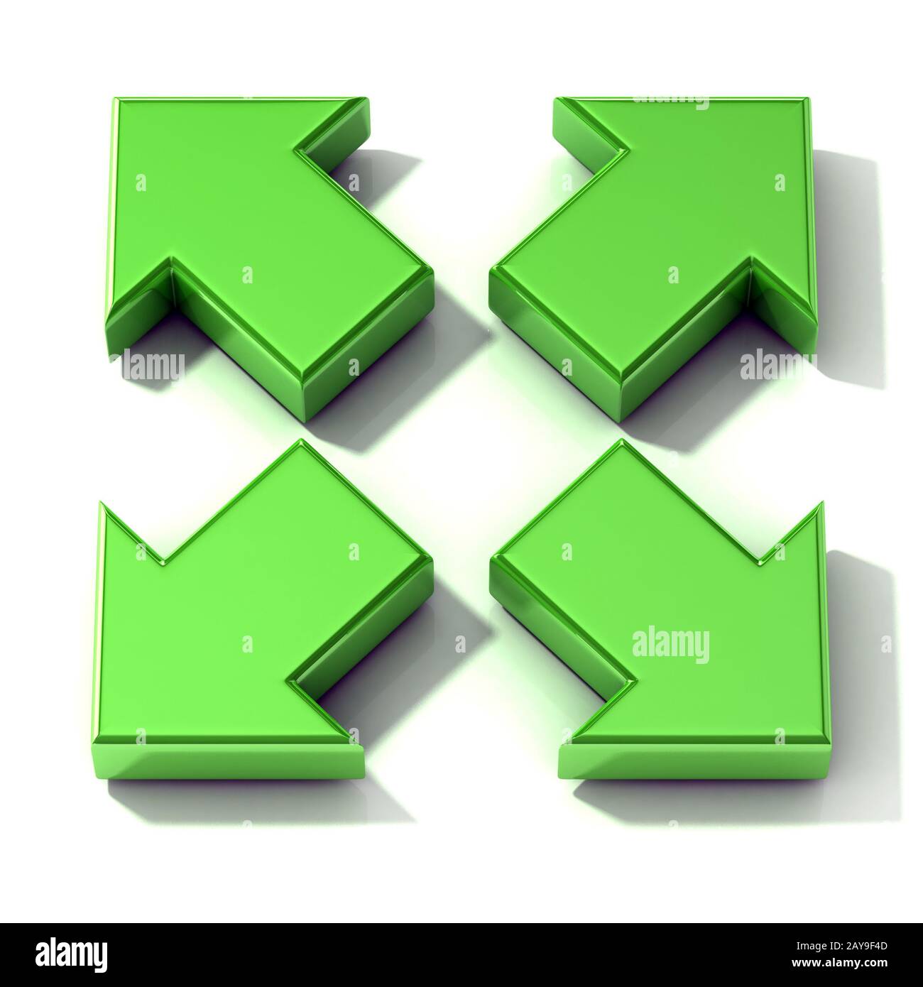 Verde 3D frecce in espansione. Vista superiore Foto Stock