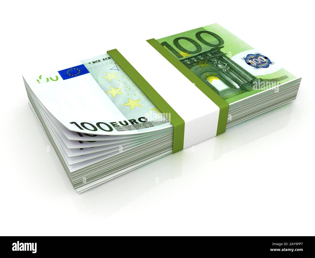 Pila di centinaia di euro Foto Stock