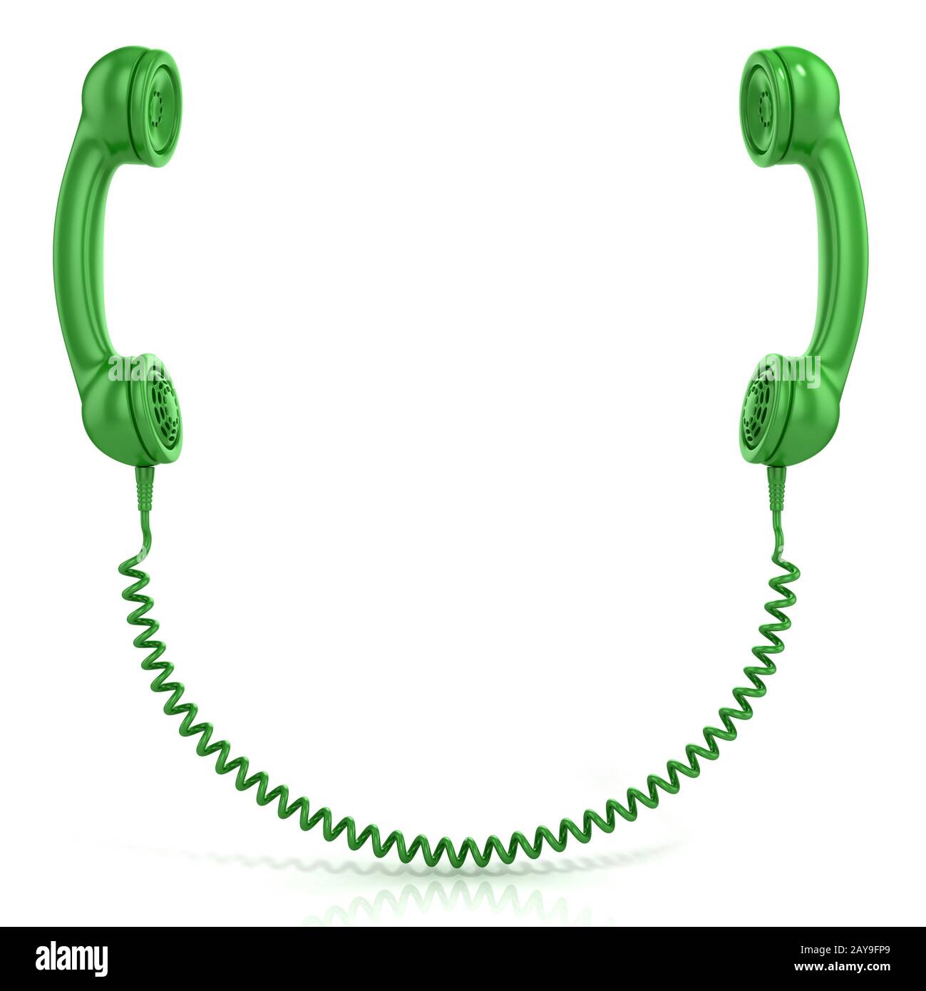Green old fashion apparecchi telefonici collegati Foto Stock