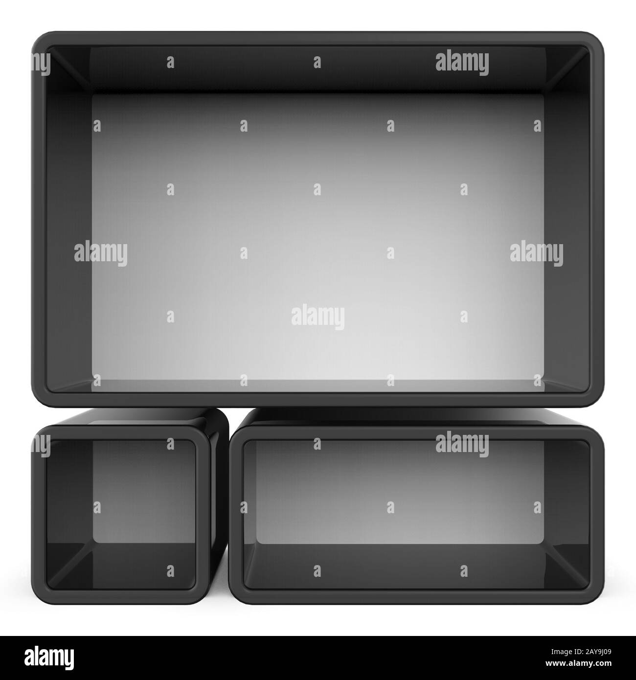 Spazio di copia in bianco e nero insieme ripiano 3D Foto Stock