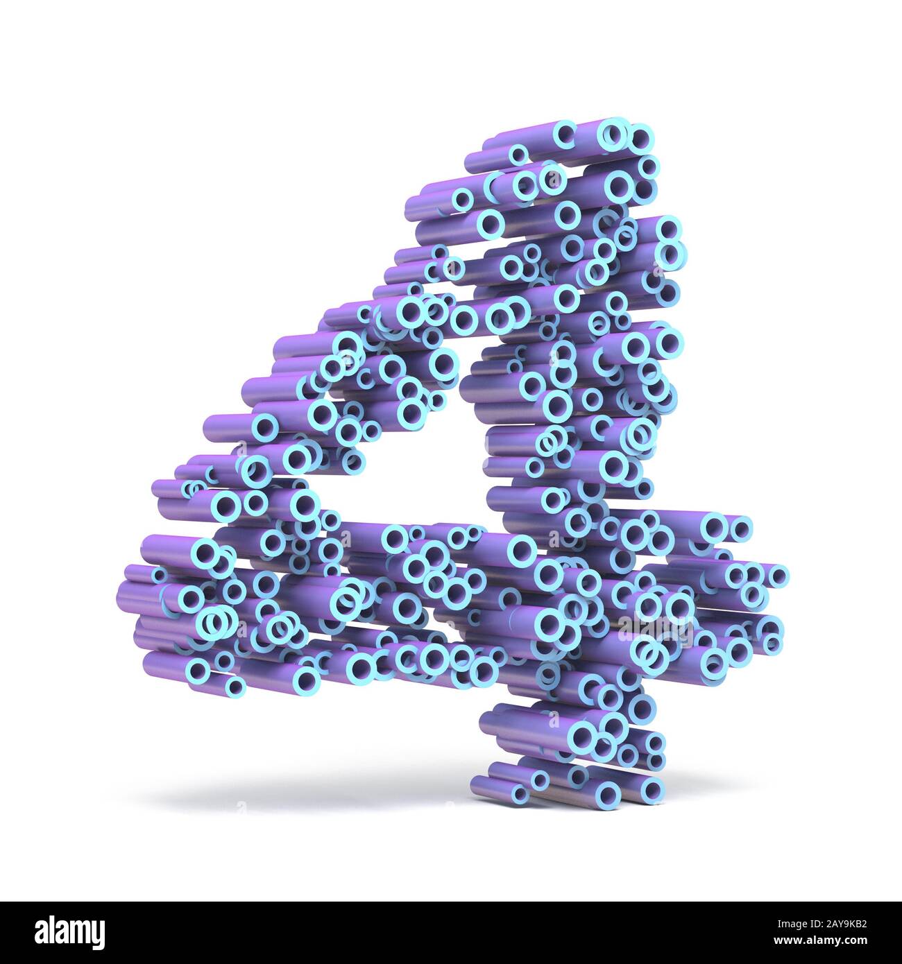 Viola il carattere blu fatta di tubi NUMERO QUATTRO 4 3D Foto Stock