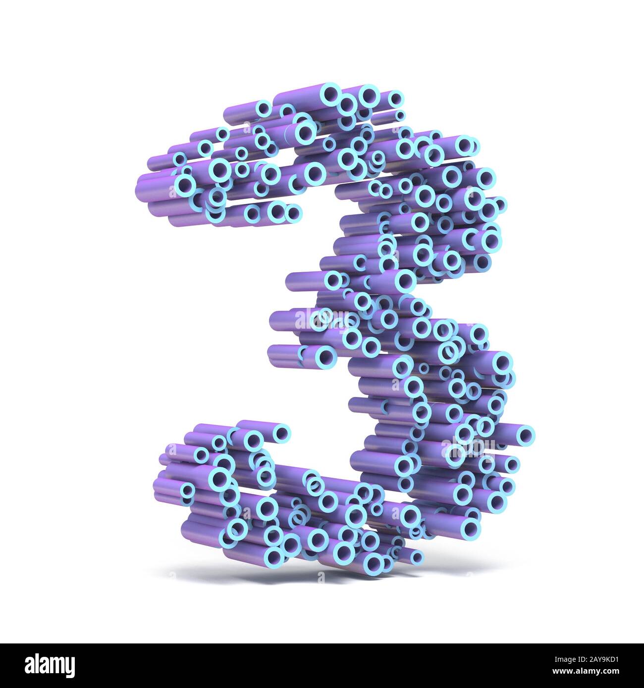 Viola il carattere blu fatta di tubi numero tre 3 3D Foto Stock