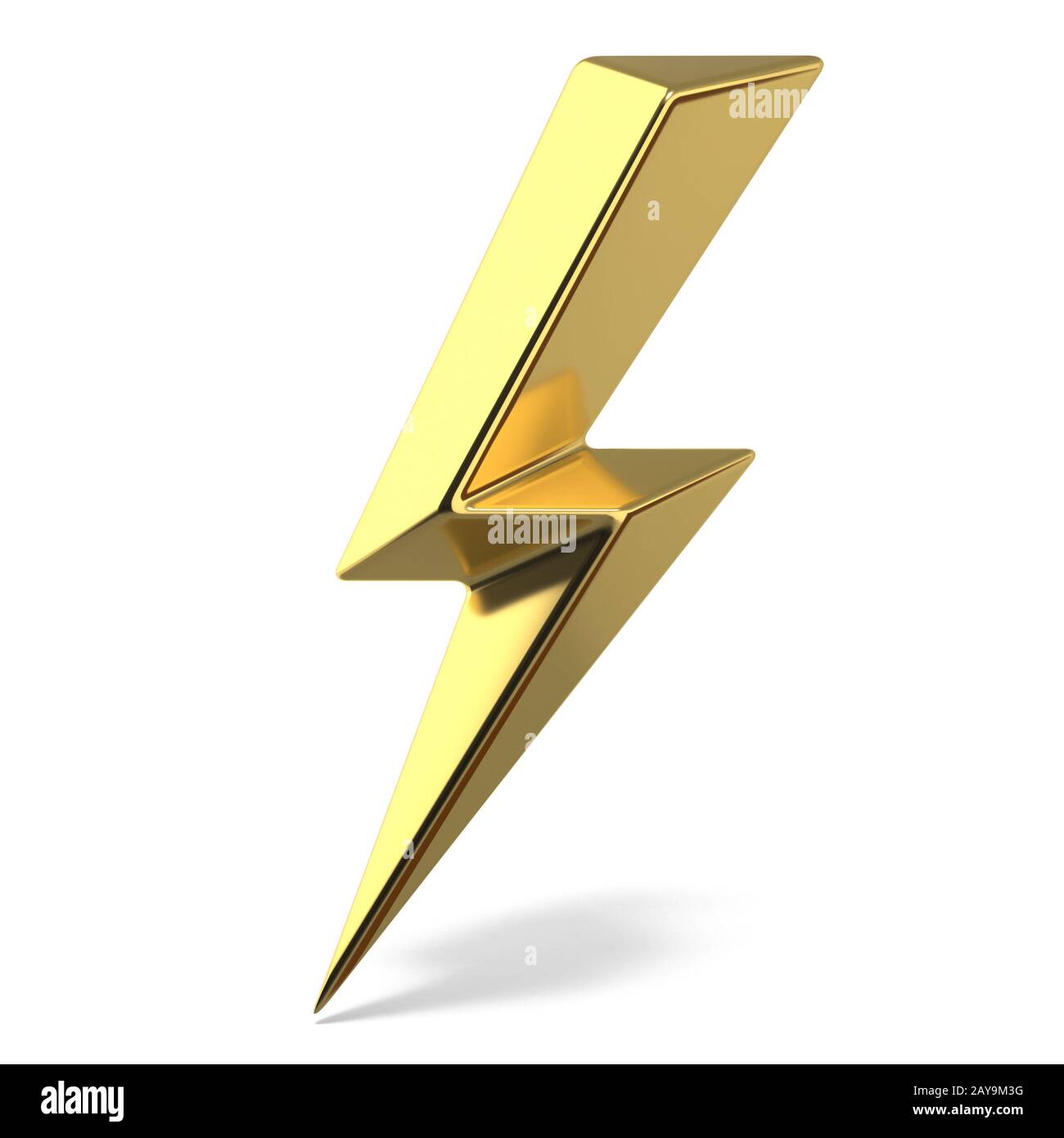 Golden fulmini simbolo doppio lato sharp 3D Foto Stock