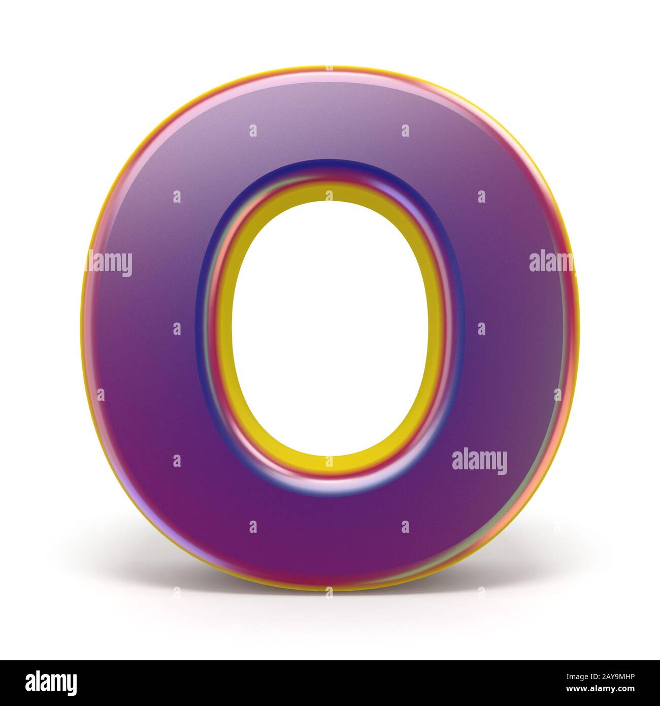 Lettera o carattere viola giallo delineato 3D Foto Stock