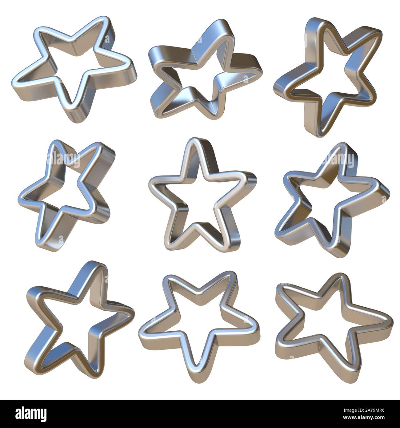 Stelle dimensionali in metallo 3D Foto Stock