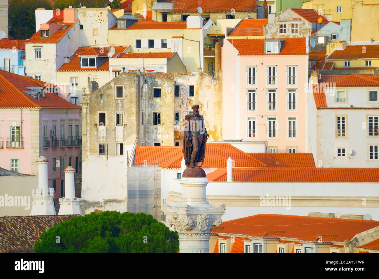Monumento re Pedro IV Lisbona Foto Stock
