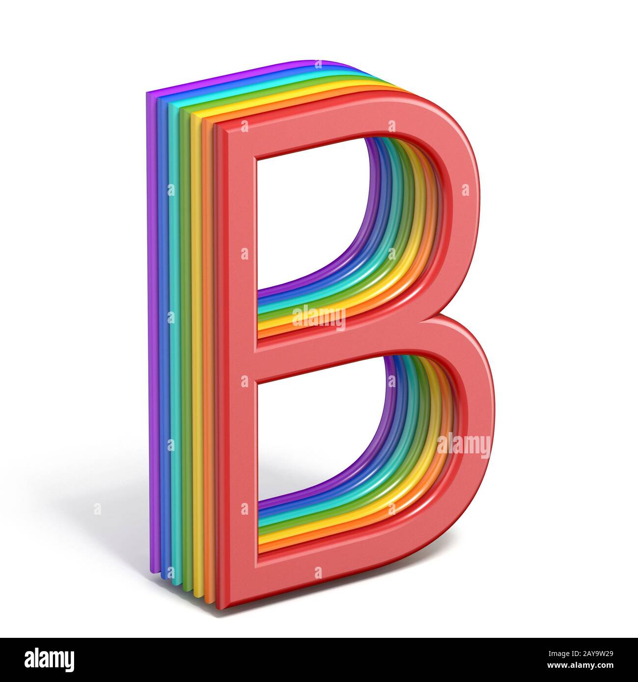 Rainbow font Letter B 3D Foto Stock