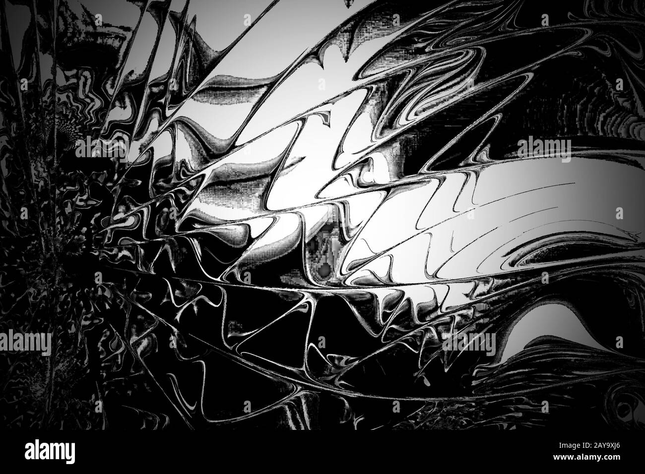 Immagine frattale: Un bizzarro mondo bianco e nero. Foto Stock