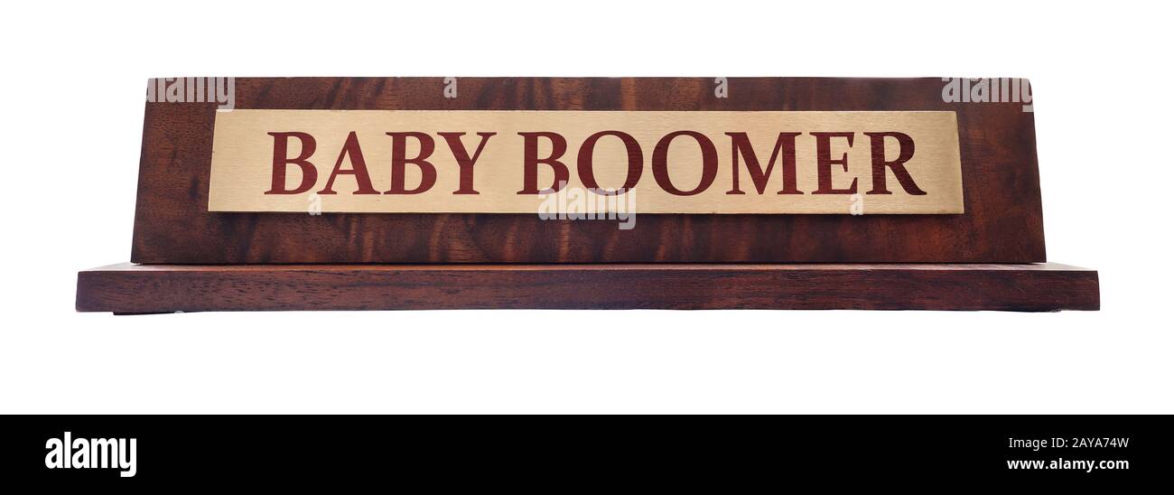 Targhetta del nome del baby Boomer Foto Stock