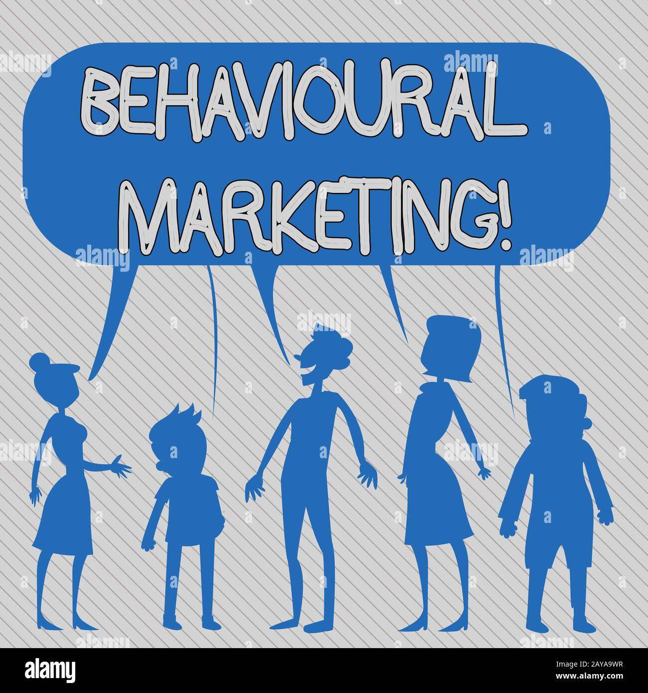 Segno di testo che mostra Behavioral Marketing. La foto concettuale si rivolge ai consumatori in base al loro comportamento sui siti Web Silhouette Figu Foto Stock