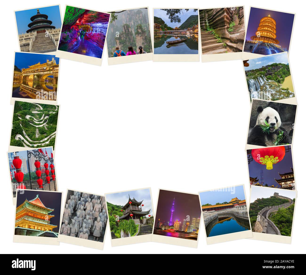 Cornice fatta di immagini Cina (le mie foto) - sfondo di viaggio Foto Stock