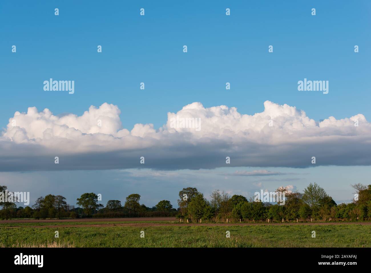 Grandi nuvole pioggia si raccolgono nel cielo Foto Stock