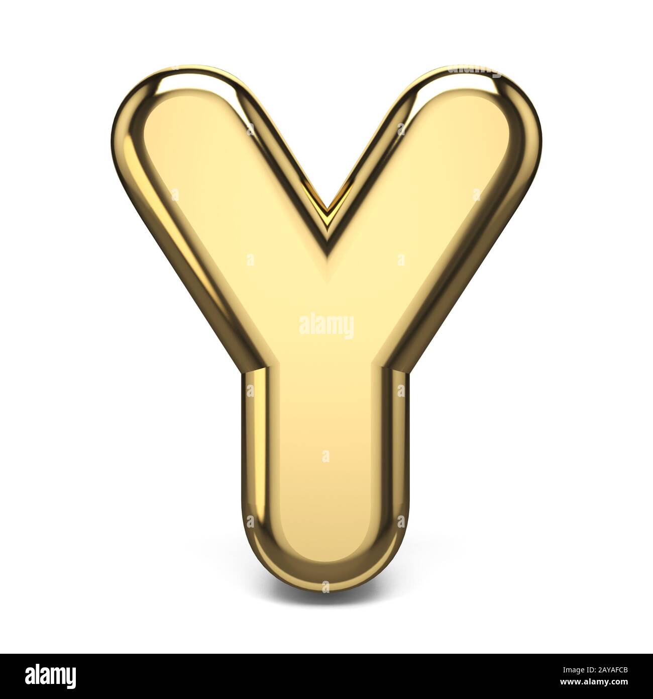 Lettera carattere dorato Y 3D Foto Stock