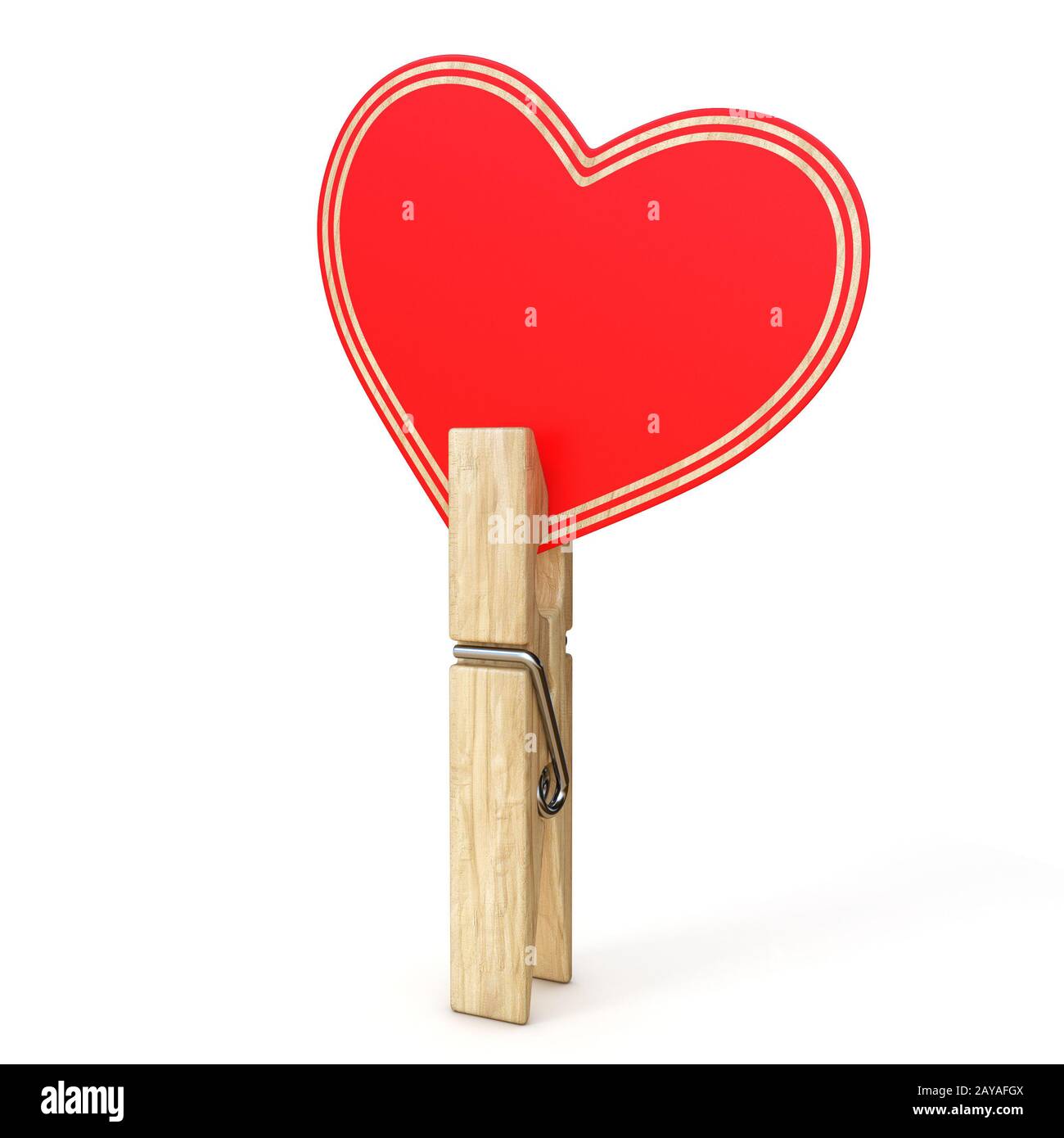 Spilla in legno con cuore in carta 3D Foto Stock