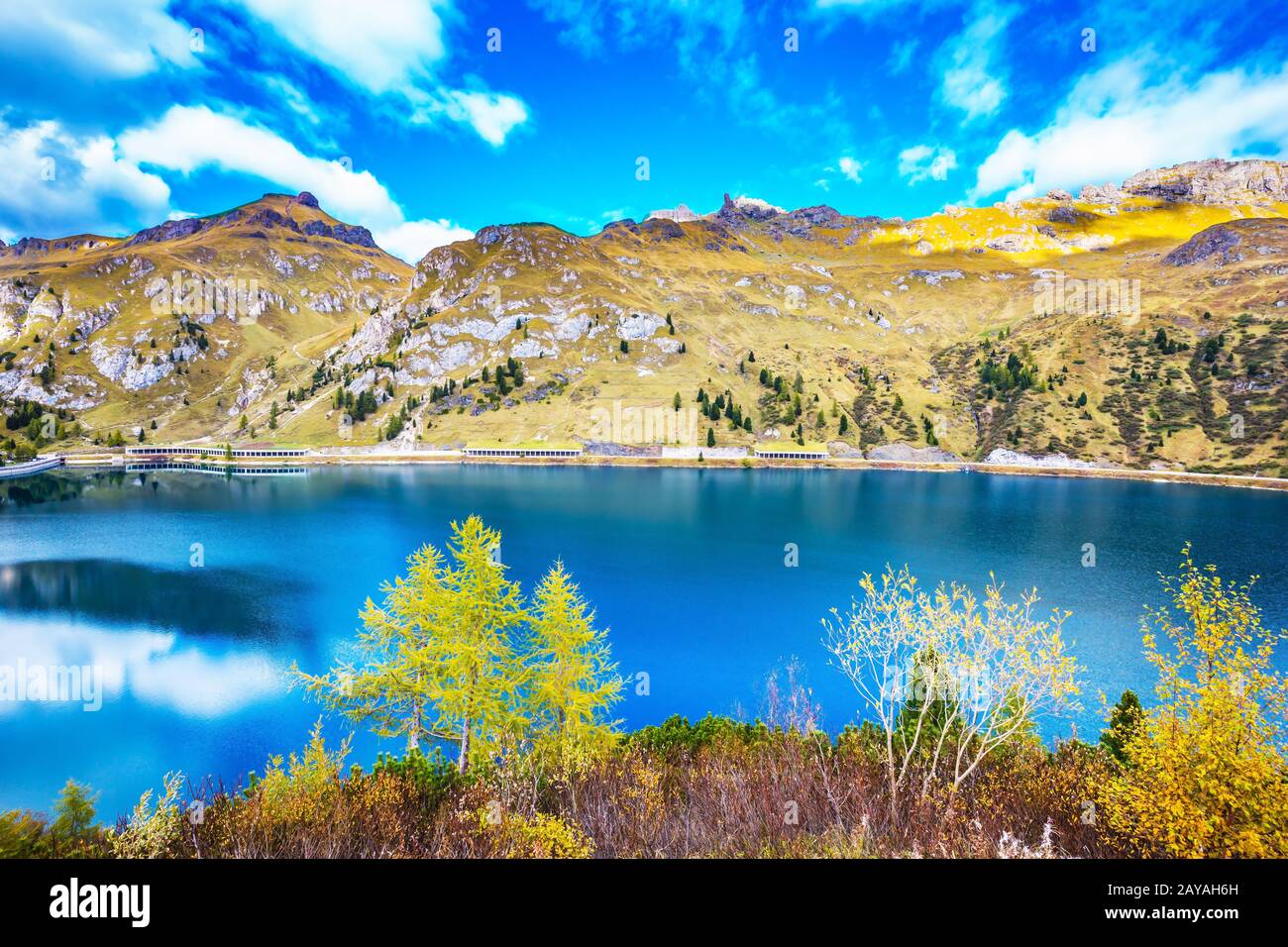 Lago di Fedaia, Dolomiti Foto Stock