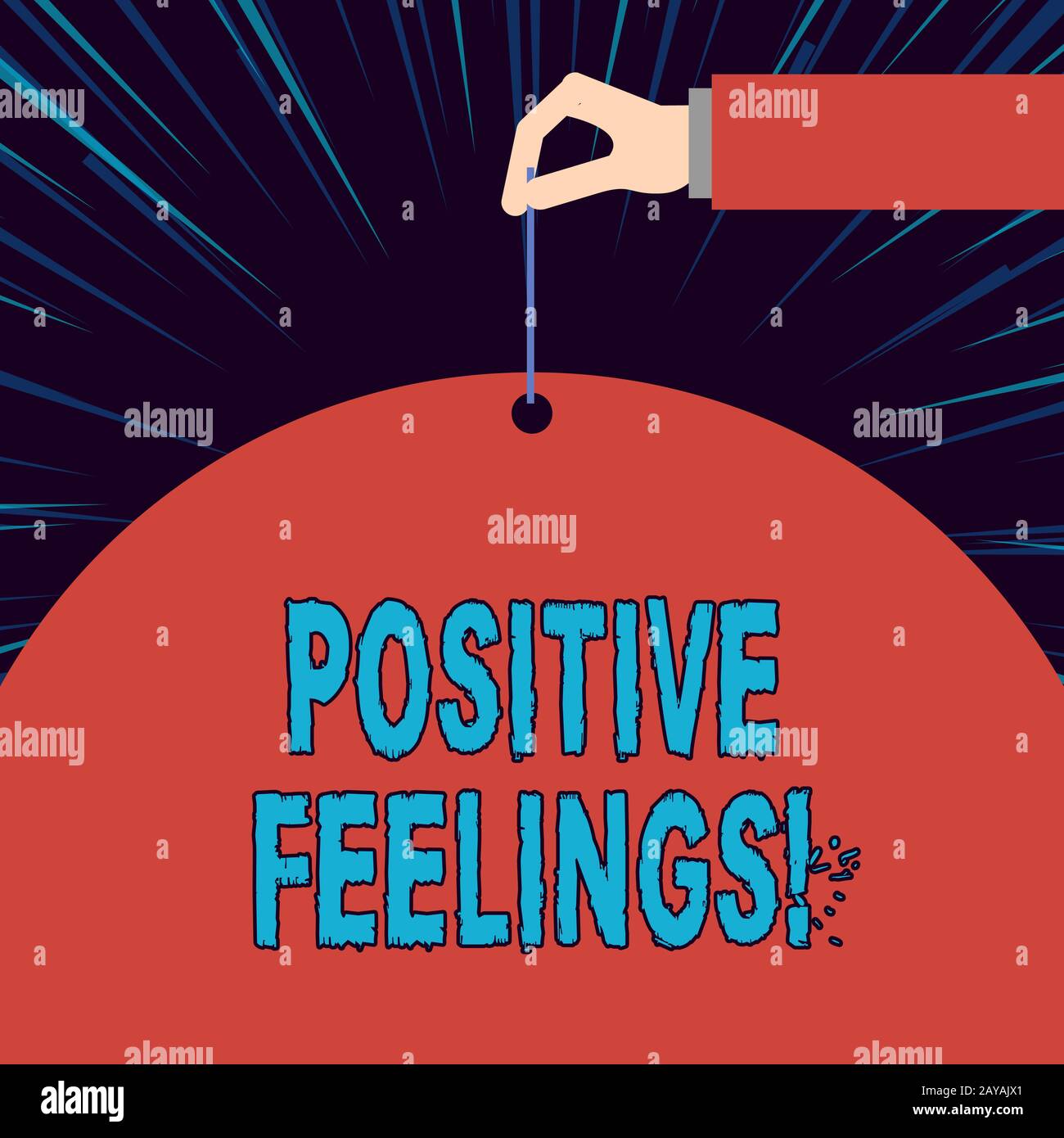 Segno di testo che mostra sentimenti positivi. Foto concettuale qualsiasi sensazione in cui vi sia una mancanza di negatività o tristezza. Foto Stock