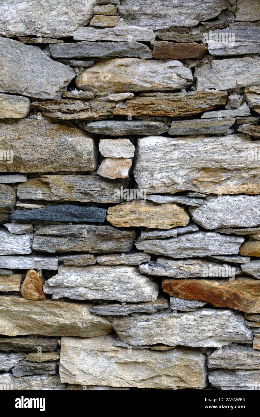 Muro di pietre di granito Foto Stock
