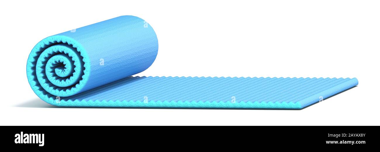 Tappetino per yoga blu a metà rullo 3D Foto Stock