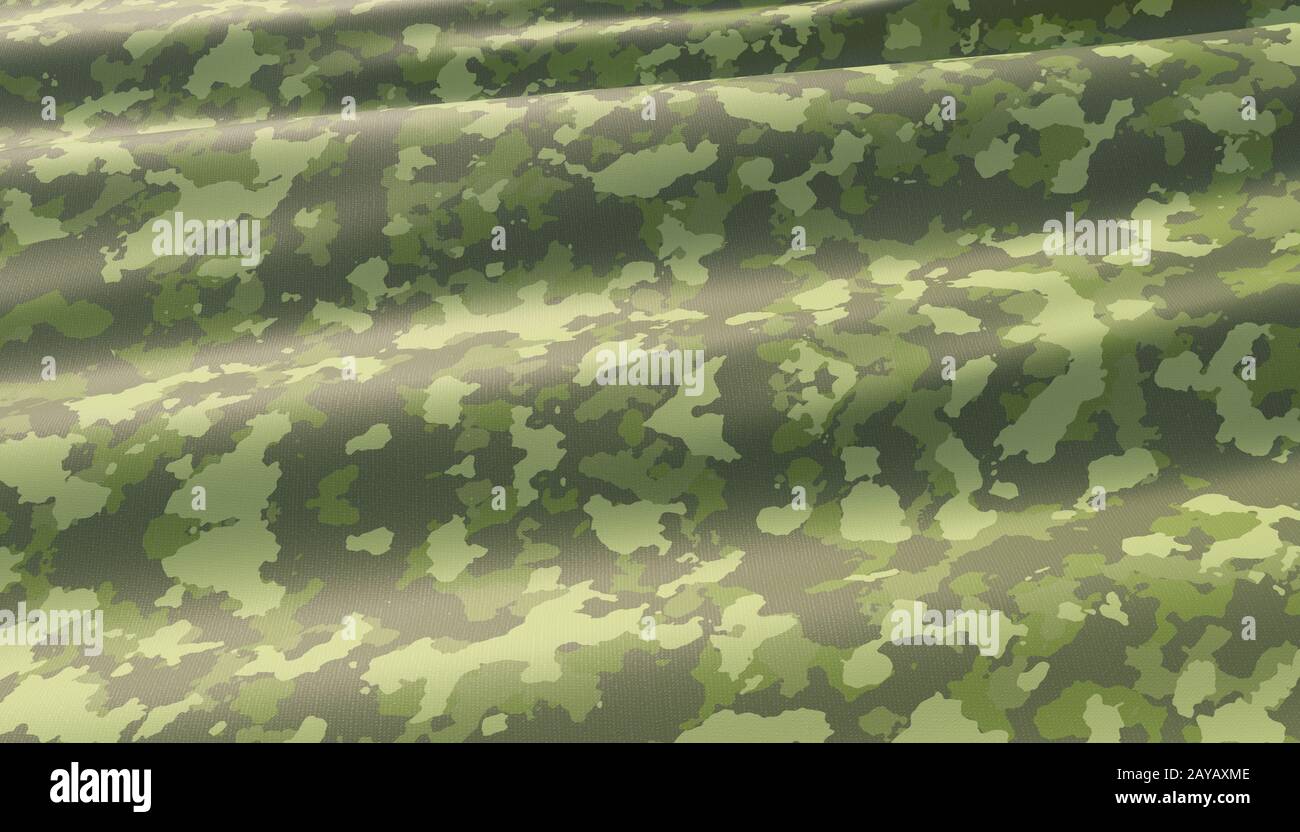 Militare sullo sfondo della guerra camouflage khaki pattern. 3D render. Foto Stock
