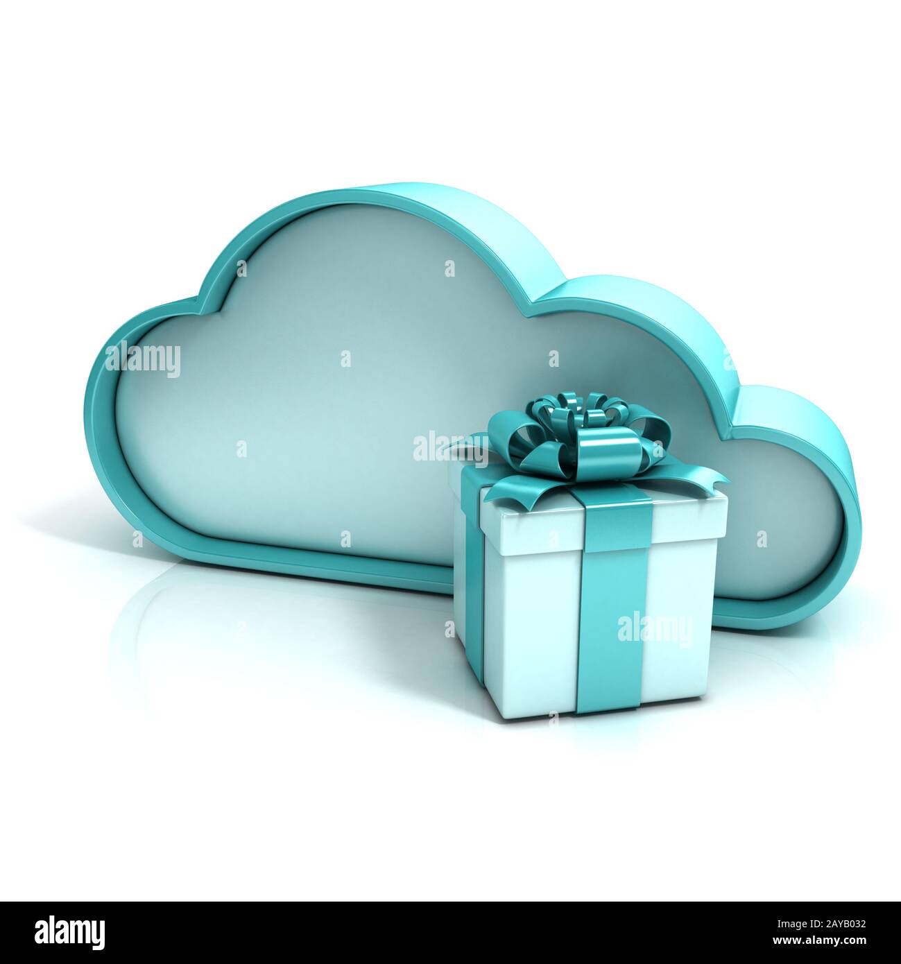 Cloud computing con la confezione regalo. Libera spazio di archiviazione aggiuntivo. 3D Foto Stock