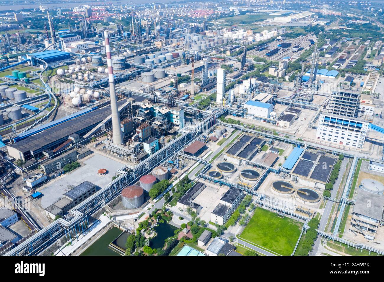 veduta aerea dell'impianto petrolchimico Foto Stock